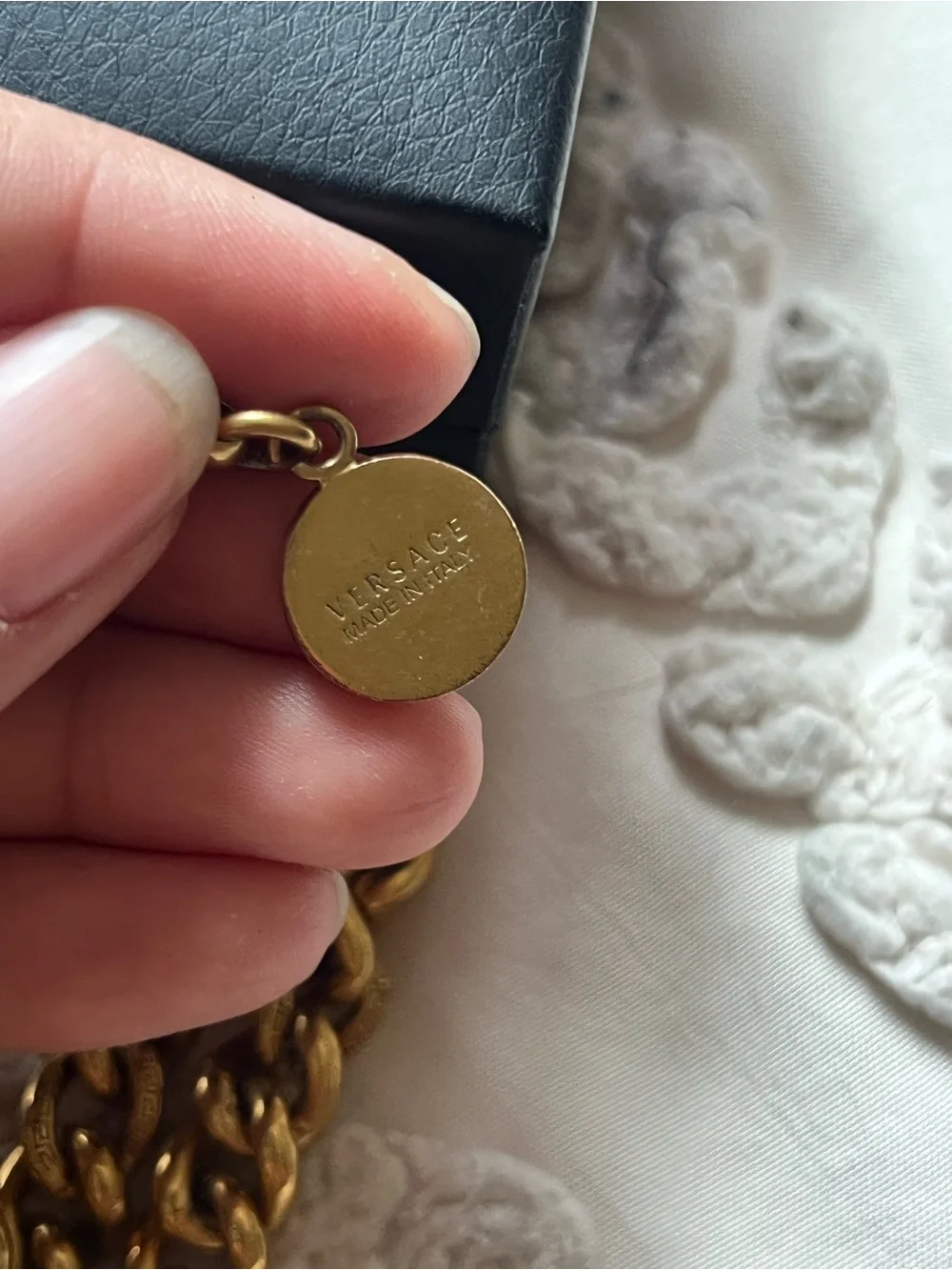 Versace Gold Medusa Crystal-Accented Curb Chain Necklace